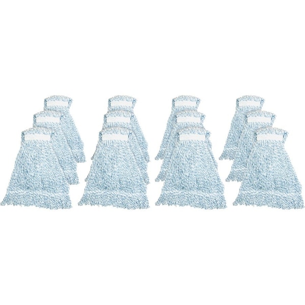 Genuine Joe Finishing Loop Mophead - Medium - Hygrade Rayon - Blue Stripes, 12PK GJOMBW1BCT - main