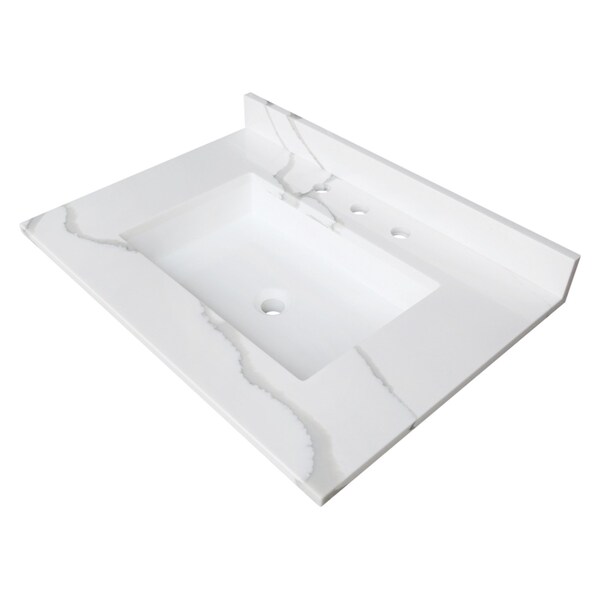 Kingston Brass 31-Inch Solid Surface Vanity Top, 8" Faucet Drillings KVPB3122L38SQ - main