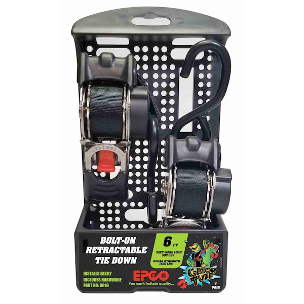 Gator Tuff Bolt-On Retractable Tie Down - 1in x 6ft , Pair BR16 - main