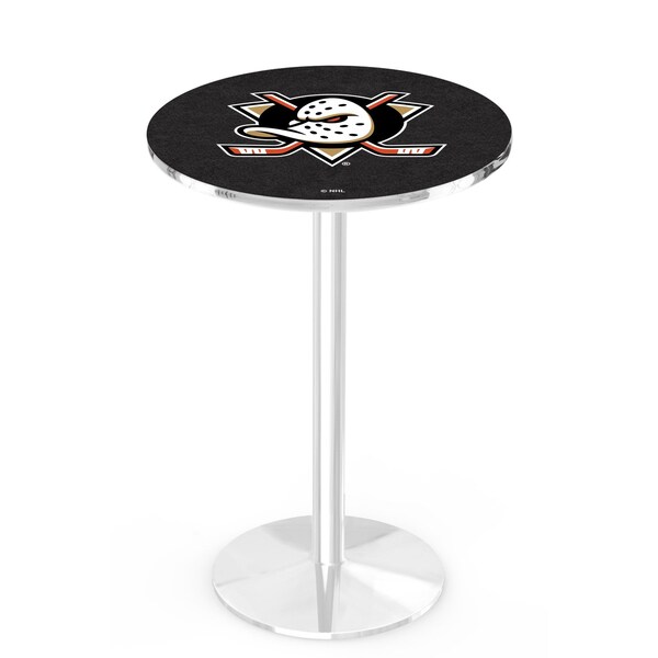 Holland Bar Stool Co 42" Chrome Anaheim Ducks Pub Table, 36" dia. Top L214C4236AnaDks - main