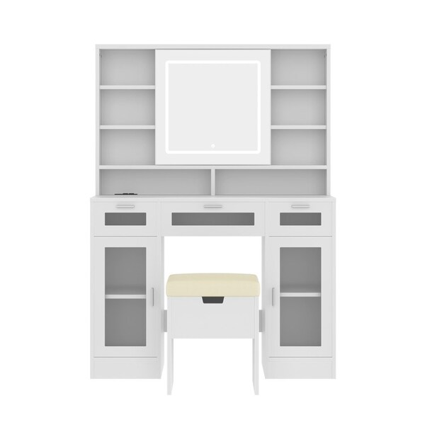 Homeroots 41" White Wood Lighted Mirrored Dresser 691724 - main