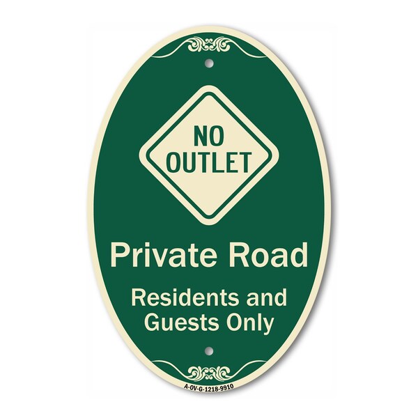 Signmission Private Road Residents And Guests Only With N, 12 In X 18 In Architectural, Heavy Gauge Aluminum A-OV-G-1218-9910 - main