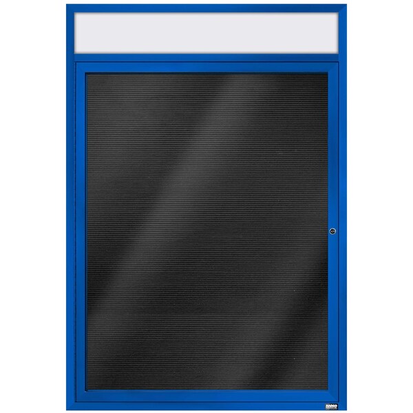 Aarco Enclosed Letter Board Directory w/ Powder Coated Blue Aluminum Frame and Header, 48''Hx36''W, 1 Door ADC4836HB - main