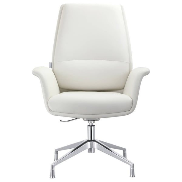 Leisuremod Summit Office Chair in Faux Leather and Aluminum Frame with Adjustable Height and Swivel, White SGO21WL - main