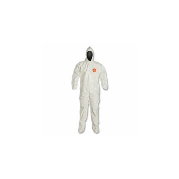 Dupont Coverall, Attached Hood and Sock, Elastic Wrists, Zipper, Storm Flap, White, Large, 12PK 251-SL122B-L - main
