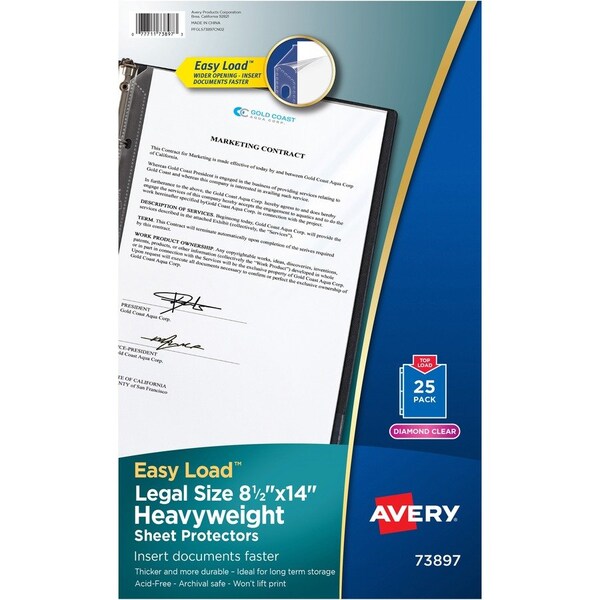Avery Dennison Clear Sheet Protector, PK25 73897 - main