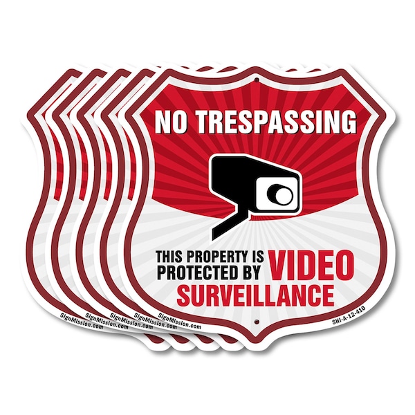 Signmission No Trespassing Shield Sign This Property, 12 inch X 12 inch, Aluminum Metal Sign, 5PK SHI-A-5Pack-12-410 - main