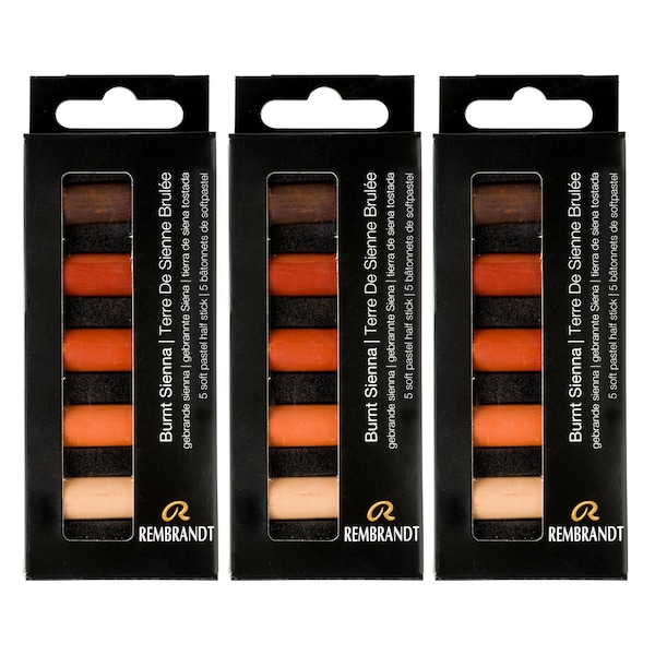 Rembrandt Soft Pastels Micro Sets, Burnt Sienna Per Set, 5 Half Sticks, 3 Sets, 3PK 31820512 - main