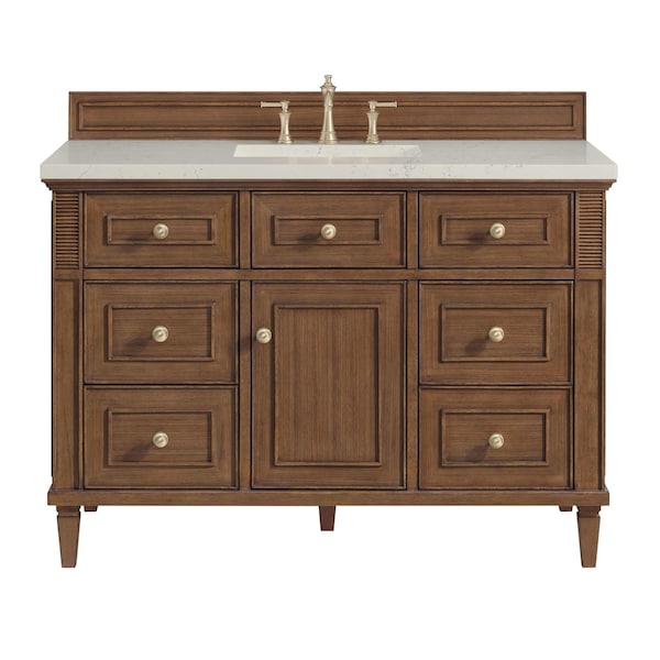 James Martin Vanities Lorelai 48" Sgl Vanity, Mid-Century Walnut, w/3 CM Siberian Silestone Top w/FreePower WirelessCharger 424-V48-WLT-FSFR - main