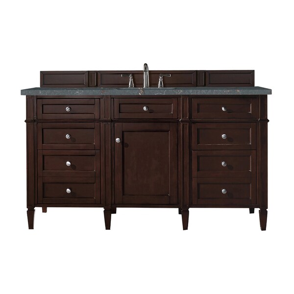 James Martin Vanities Brittany 60'' S Vanity, Burnished Mahogany w/ Parisien Bleu Silestone Top w/ Wireless Charger 650-V60S-BNM-FPBL - main