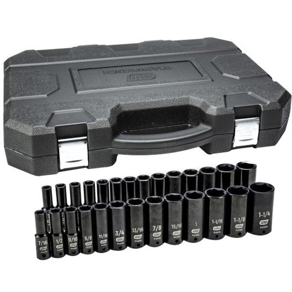 Gearwrench 1/2" Drive Impct Sckt, SAE/Metric, 6 pt., 1/2", 27 pcs., SAE/Metric 84949N - main