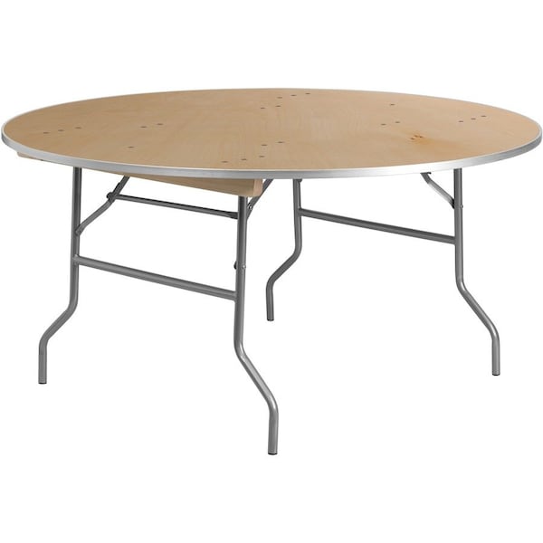 Flash Furniture Round Folding Table, Wood Top, Wood Grain XA-60-BIRCH-M-GG - main