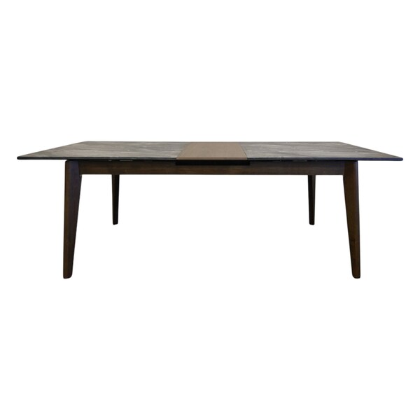 Homeroots 86" Gray and Walnut Wood Self-Storing Leaf Extendable Dining Table 716296 - main