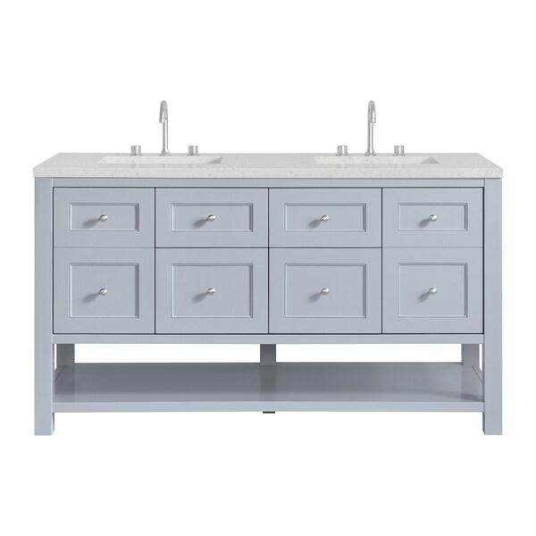 James Martin Vanities Breckenridge 60 in. Double Vanity, Serenity Blue, w/ 3 CM Lime Delight Quartz Top 330-V60D-SRB-3LDL - main