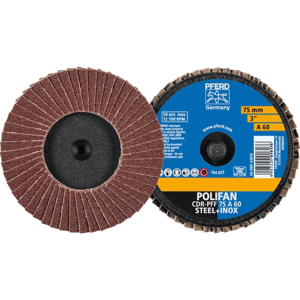 Pferd 3'' POLIFAN Mini Flap Disc - Flat - Aluminum Oxide - 60 Grit 42919 - main