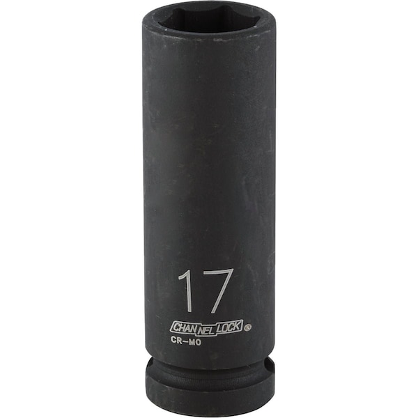 Channellock 1/2'' Drive 17 mm 6-Point Deep Metric Impact Socket 302909 - main