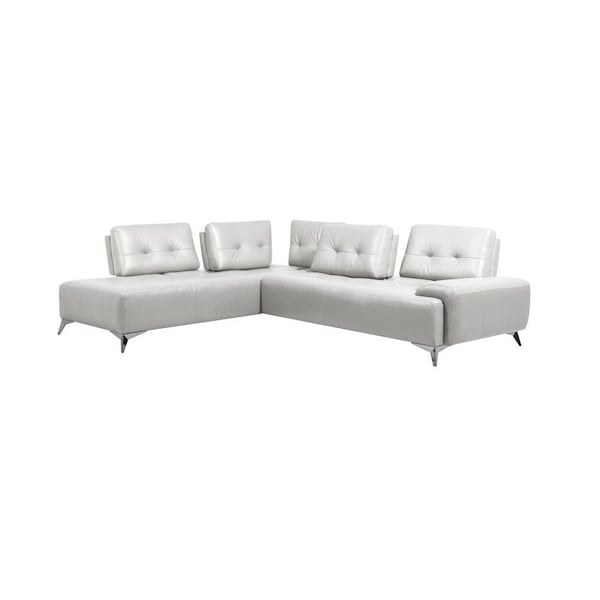 Homeroots White Leather L Shaped Two Piece Seating Component 523997 - main