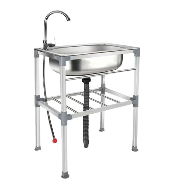 Wrightmaster 18.9 in. x 13.8 in. Freestanding Stainless Steel 1-Compartment Commercial Kitchen Sink with Faucet ZOR-sink-48 - main