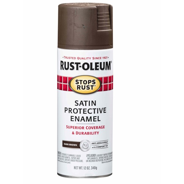 Rust-Oleum Spray Paint, Dark Brown, Satin, Solvent, 12 oz. 241239 - main