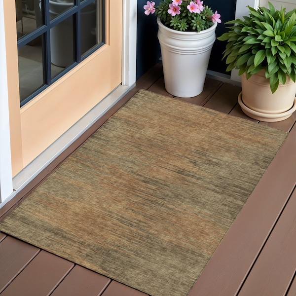 Homeroots 3' X 5' Terra Cotta Brown And Copper Abstract Washable Indoor Outdoor Area Rug 587230 - main