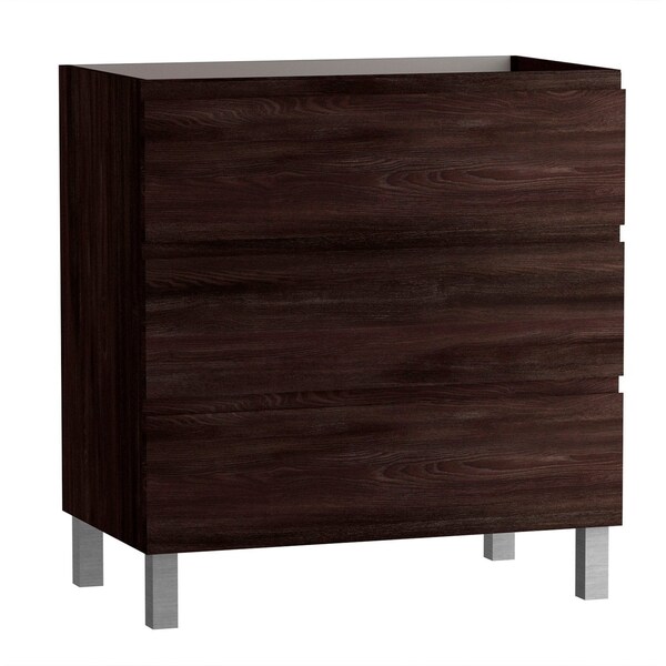 Homeroots 24" Dark Brown Wood Freestanding Bathroom Vanity With White Sink And Three Drawers 624136 - main
