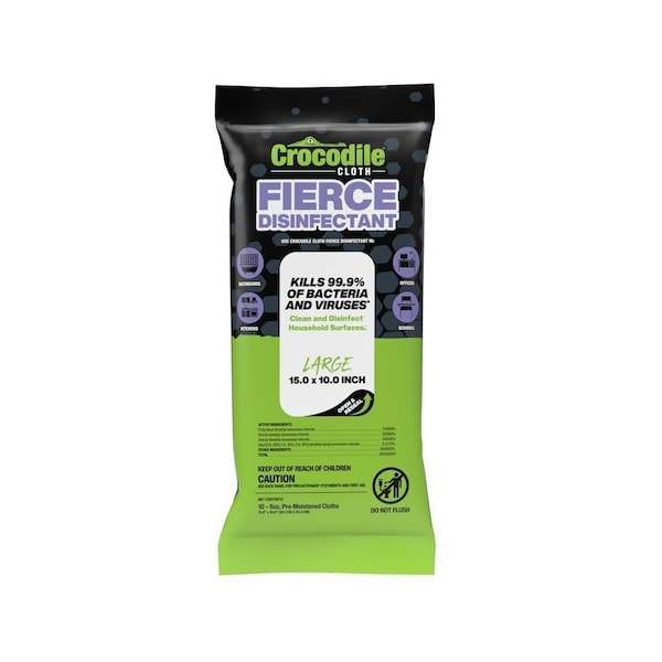 Fierce Crocodile Cloth, Disinfecting Wipes, 10 Wipes 9190-010 - main
