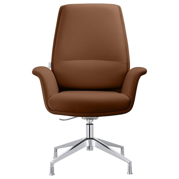 Leisuremod Summit Office Chair in Faux Leather and Aluminum Frame, Adjustable Height and Swivel, Dark Brown SGO21DBRL - main