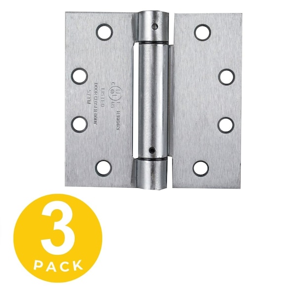 Global Door Controls 4.5 in. x 4.5 in. Spring Full Mortise Square Corner Door Hinge with Fixed Pin - Pack of 3 CPS4545-US26-3 - main