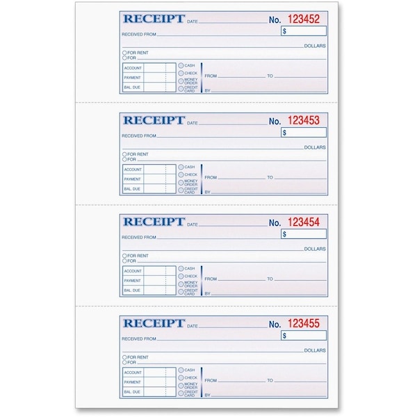Tops Business Forms TOPS, Money And Rent Receipt Books, 2-3/4 X 7 1/8, Two-Part Carbonless, 400PK 46816 - main