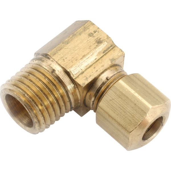 Anderson Metals 5/8'' x 3/8'' Male 90 Deg. Compression Brass Elbow, 1/4 Bend 750069-1006 - main