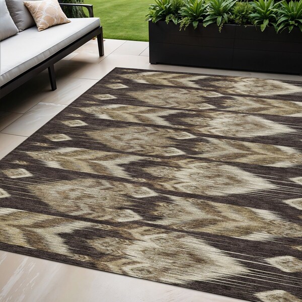 Homeroots 5' X 8' Brown Beige And Taupe Southwestern Washable Indoor Outdoor Area Rug 587807 - main