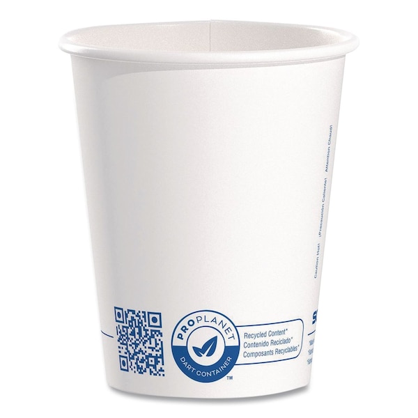 Solo Recycled Content PCF Paper Hot Cups, ProPlanet Seal, 10 oz, White/Blue, 1000PK 370RC-PLANET - main