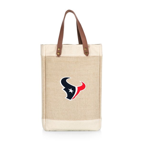 Picnic Time Family Of Brands Houston Texans - Pinot Jute 2 Bottle Insulated Wine Bag, (Beige) 539-02-187-134-2 - main