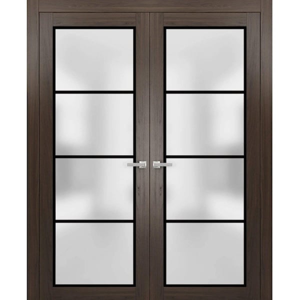 Sartodoors Solid French Double Doors Frosted Glass Planum 2132 60x96 (2* 30x96) Solid Core Modern Interior PLANUM2132DD-CA-60 x 96 (2* 30x96)-Butterfly - main