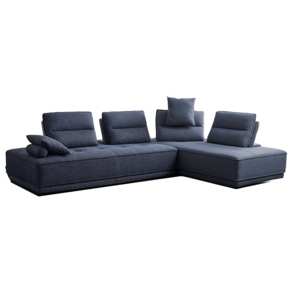Homeroots Blue 100% Polyester Stationary L Shaped Two Piece Sofa And Chaise 473578 - main