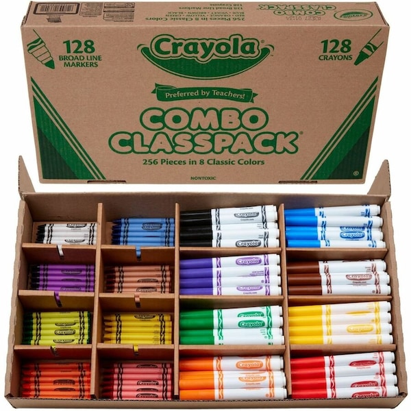 Crayola Crayon/Washable Marker Classpack, 8-Color Combo, 256PK 523349 - main