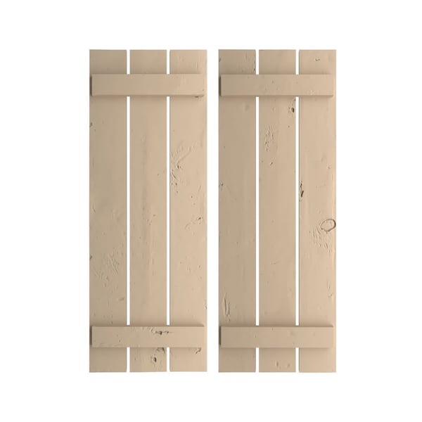 Ekena Millwork Rustic Three Board Spaced Board-n-Batten Knotty Pine Faux Wood Shutters, 17 1/2W x 54H, PR SHUBSS17X54KPPR - main