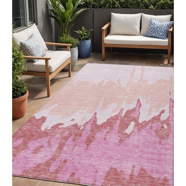 Homeroots 5' X 8' Blush And Pink Abstract Washable Indoor Outdoor Area Rug 613621 - main