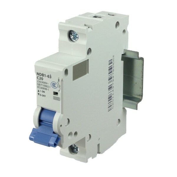 Automation Systems Interconnect 6 Amp, 1 Pole, 240Vac, 60Vdc, Trip Curve: C, DIN Rail Mount-Miniature Circuit Breaker, UL1077 NDB1-63C6-1 - main