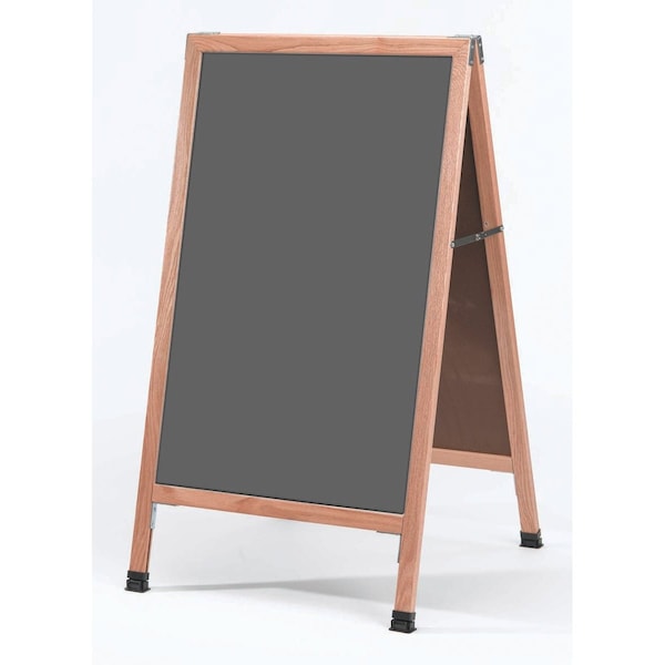 Aarco A-Frame Sidewalk Board, Slate Colored Porcelain Chalkboard and Solid Red Oak Frame, 42''Hx24''W A-1SS - main