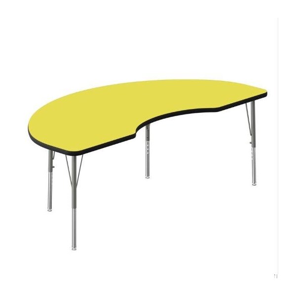 Correll Kidney HPL Activity Table, 72 in W, 36 in L, 19 in to 29 in H, Particleboard, Yellow A3672-KID-38-14-09 - main