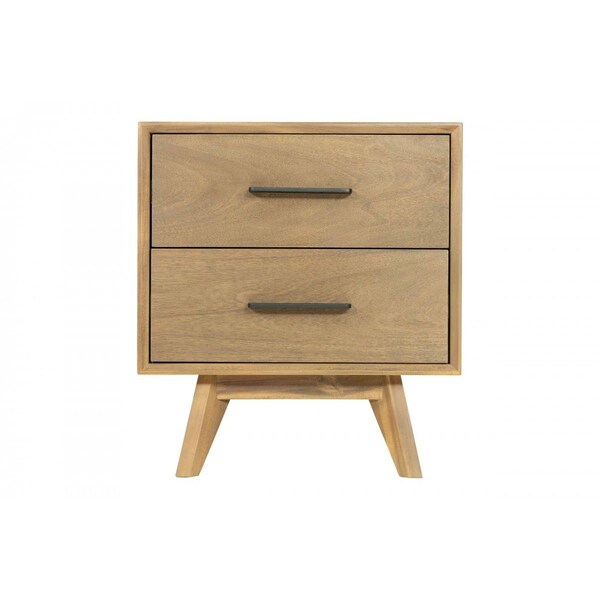 Homeroots 24" Solid Wood and Wood Two Drawer Nightstand 473036 - main