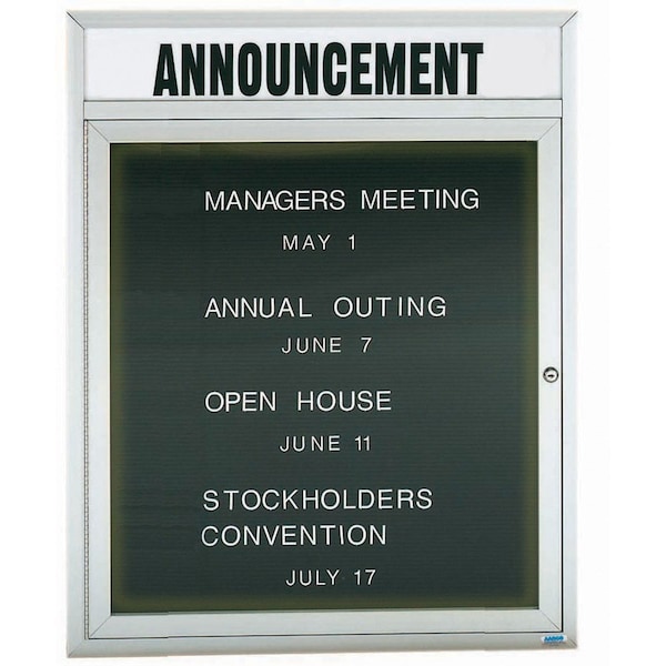 Aarco Illuminated Outdoor Enclosed Directory w/ Al Frame Header, Clear Satin Anodized Finish, 36''Hx30''W OADC3630HI - main