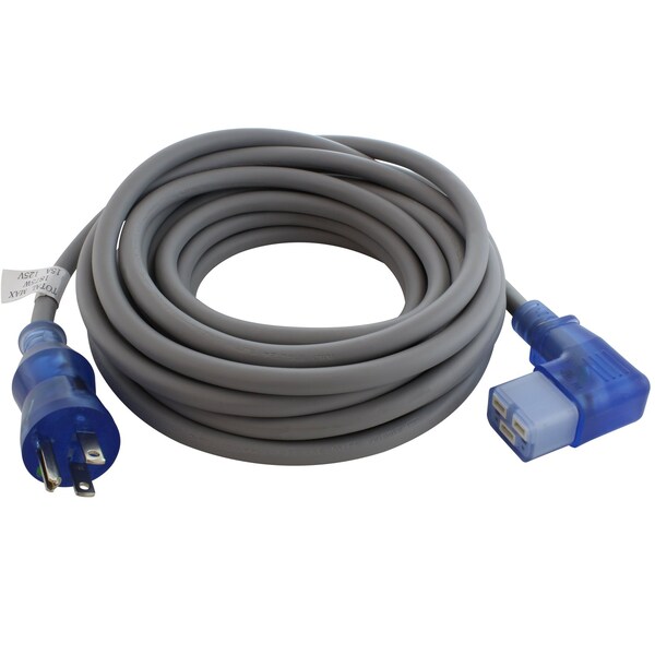 Ac Works Medical-Grade Power Cord, 20 ft 5-15P to Left-Angle C19, 15A Green Dot MD15ALC19-240 - main