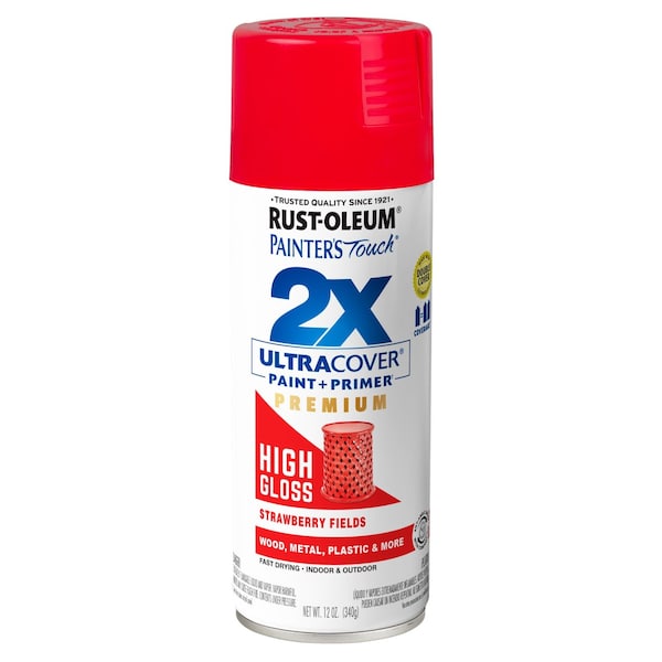 Rust-Oleum Spray Paint, Strawberry Fields, High Gloss, Solvent, 12 Oz 331180 - main