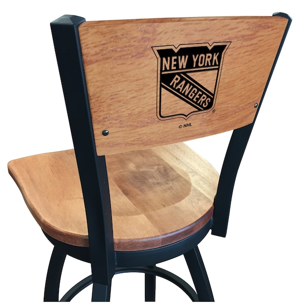 Holland Bar Stool Co 36" Blk Wrinkle New York Rangers Swivel Bar Stool, Laser Engraved Back L03836BWMedMplANYRangMedMpl - main