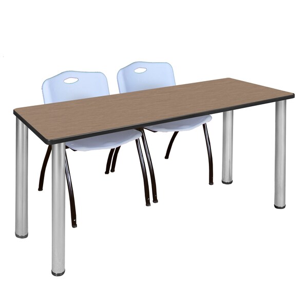 Regency Kee Training Table W/ 2 M Stack Chairs, 66 in W, 24 in L, Noble Oak MT6624NOBPCM47GY - main