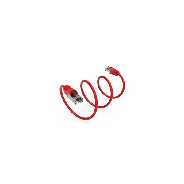 Cable Wholesale Shielded S/FTP Cat6 Ethernet Patch Cable, Snagless/Molded Boot, 26AWG, Red, 6 inch 12X8-57100.5 - main