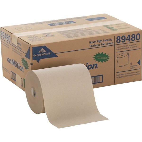 Enmotion Touchless Roll Kraft Paper Towels, 10in Width x 800 ft Length, Brown, Paper, 6PK GPC89480 - main