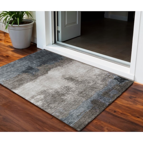Homeroots 3' X 5' Gray Black And Brown Abstract Washable Indoor Outdoor Area Rug 603023 - main